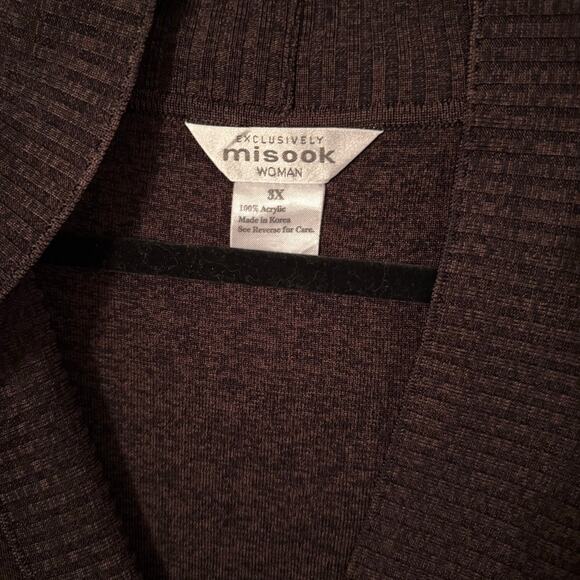 Misook Chocolate Brown Tunic Cardigan with Black Trim – Size 3X - Picture 5 of 8